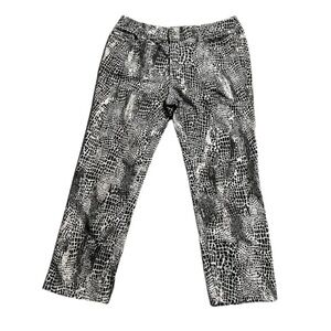 Chico's Platinum Denim Ultimate Fit Snakeskin Cropped Pants, Size Large or 12